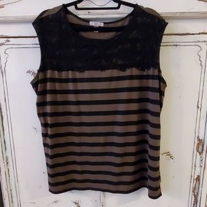 ☆|Roz & Ali|☆Olive & Black Stripe Tank Top